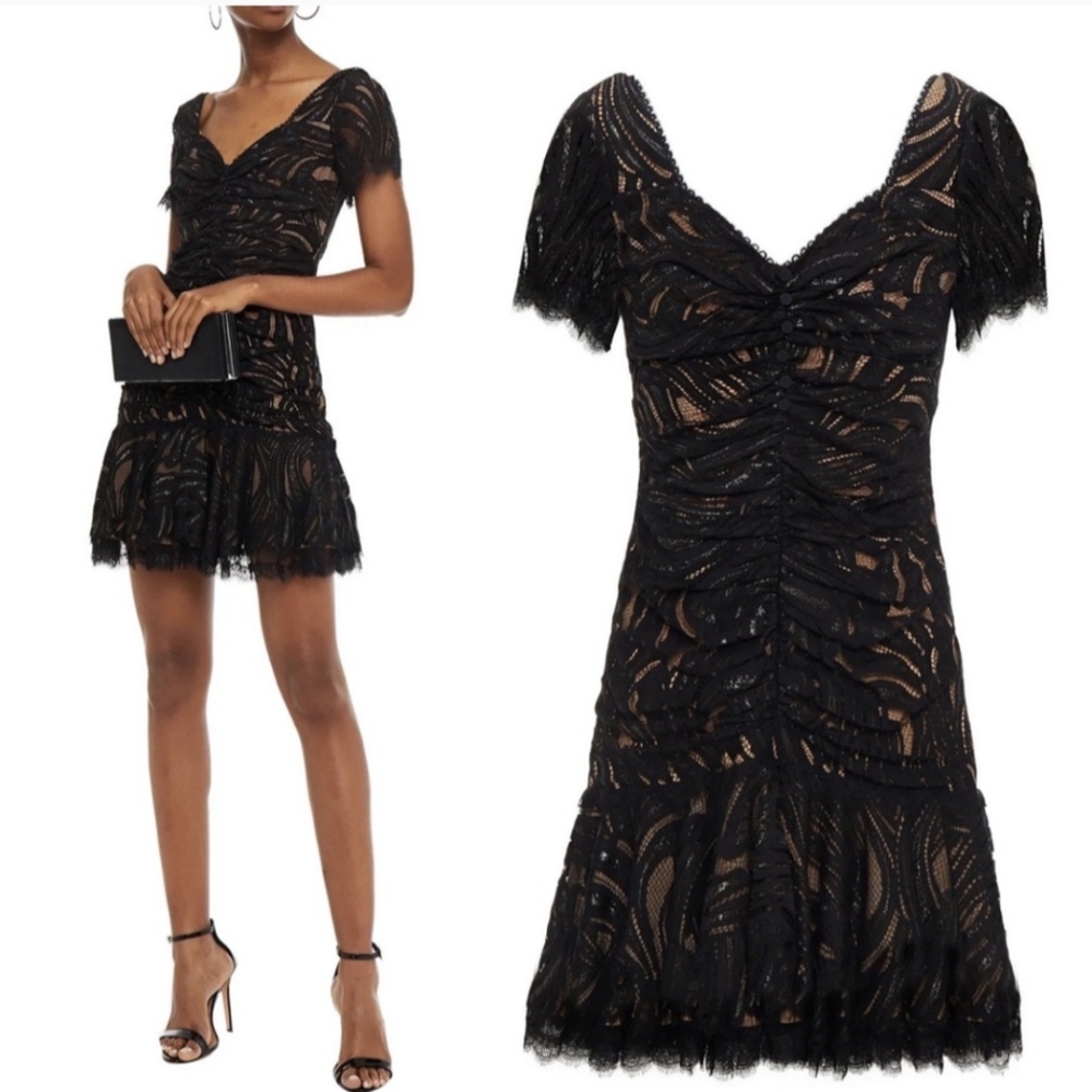 Jonathan Simkhai Ruched Lace LBD Cocktail Dress